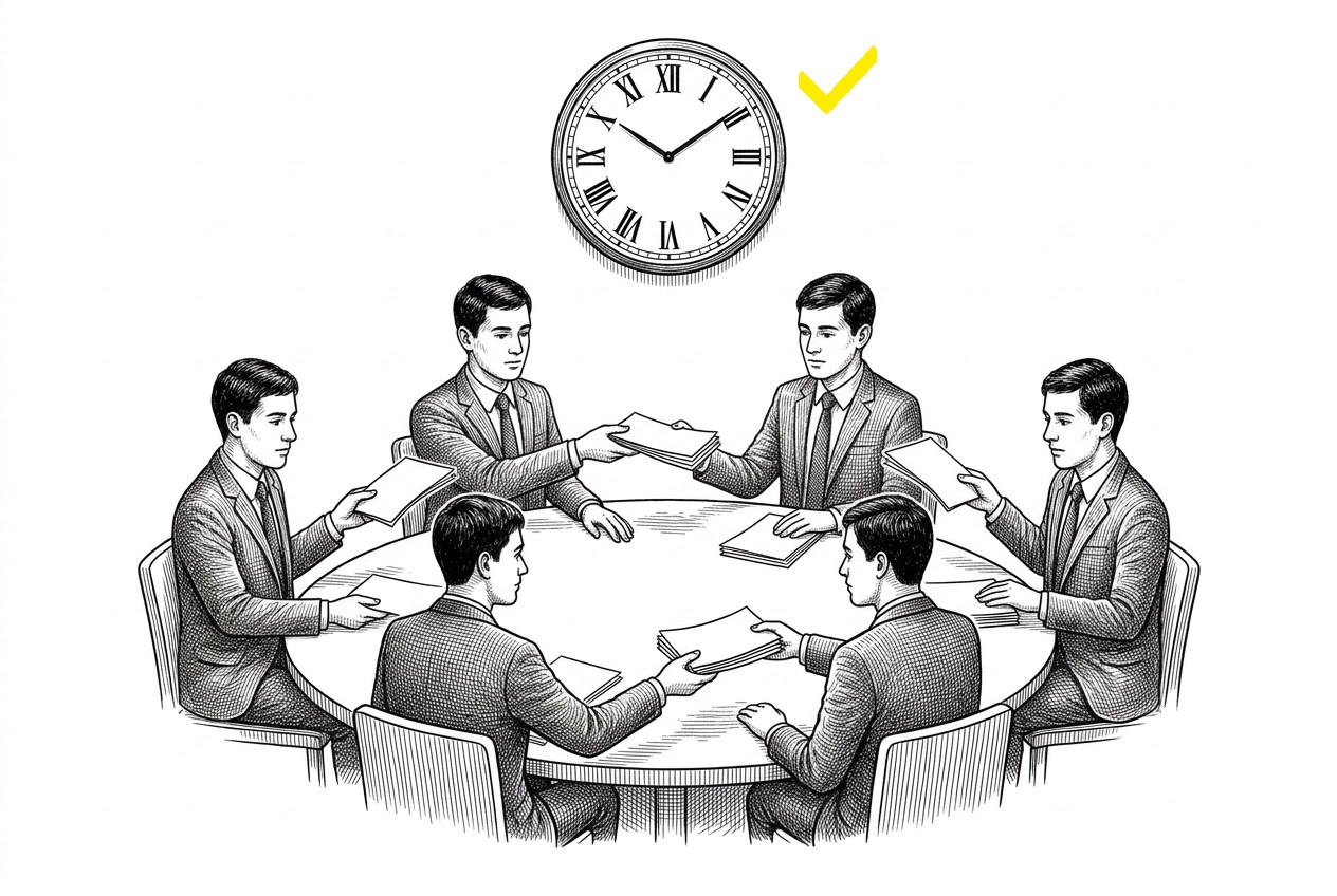 The system had a meeting, and the meeting never ended.